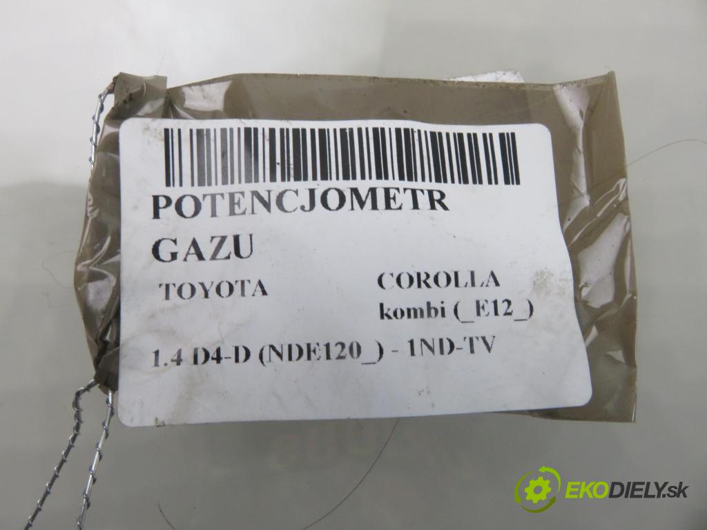 TOYOTA COROLLA kombi (_E12_) KOMBI 2005 0,00 1.4 D4-D (NDE120_) - 1ND-TV 1364,00 Potenciometer plynu 8928152021 ; 1983003041 (Potenciometer plynového pedálu)