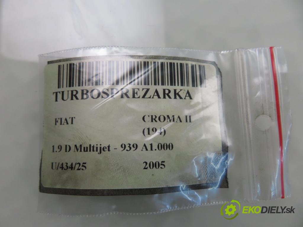 FIAT CROMA (194_) KOMBI 2005 88,00 1.9 D Multijet 120 - 939 A1.000 1910,00 RYCHLONABÍJEČKA: 55196858 (Kompletní turbodmychadlo)