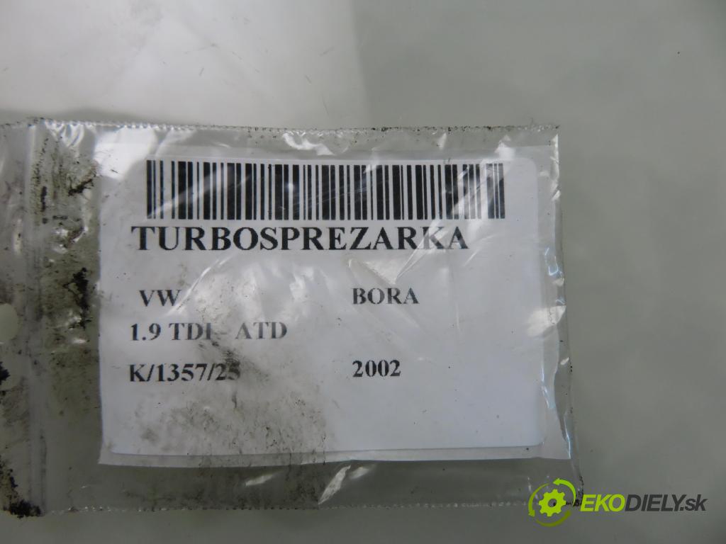 VW BORA (1J2) SEDAN 2002 74,00 1.9 TDI PD 101 - ATD 1896,00 RYCHLONABÍJEČKA: 038253014A (Kompletní turbodmychadlo)