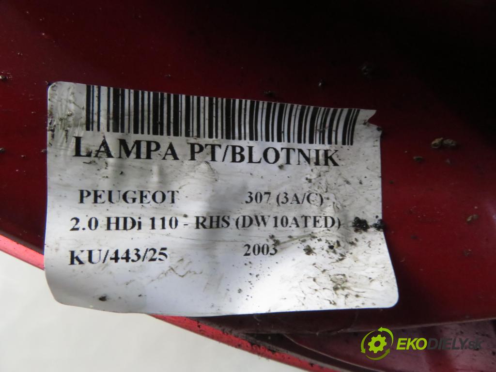 PEUGEOT 307 (3A/C) HB 2003 79,00 2.0 HDi 110 - RHS 1997,00 světlo pravé zadní
