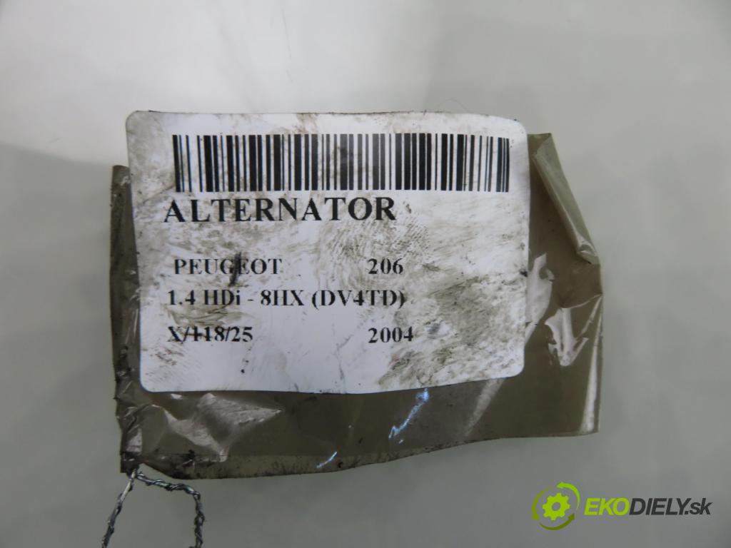 PEUGEOT 206 liftback (2A/C) HB 2004 51,00 1.4 HDi - 8HX (DV4TD) 1398,00 Alternátor 9646476280 (Alternátor)