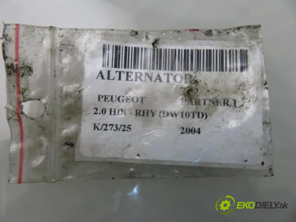 PEUGEOT PARTNER Skrzynia (5_, G_) FURGON 2004 66,00 2.0 HDi - RHY (DW10TD) 1997,00 Alternátor 9646477580 ; 0124525034 (Alternátor)