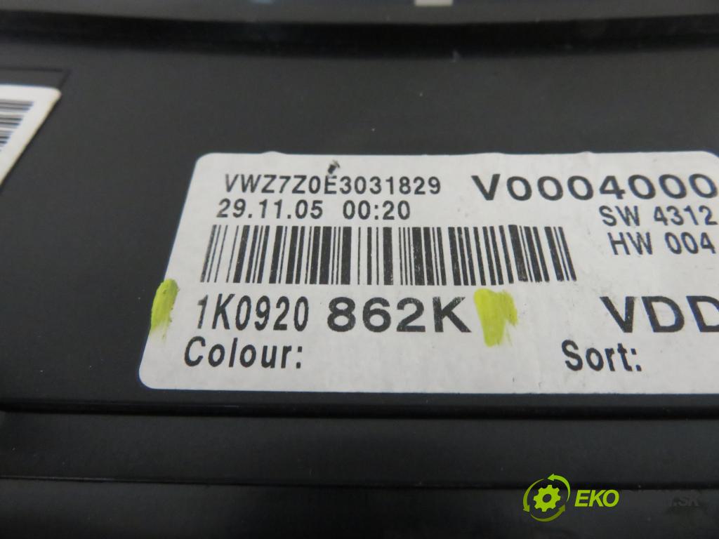 VW GOLF V (1K1) HB 2006 77,00 1.9 TDI PD 105 - BKC 1896,00 Prístrojovka elektrický 1K0920862K