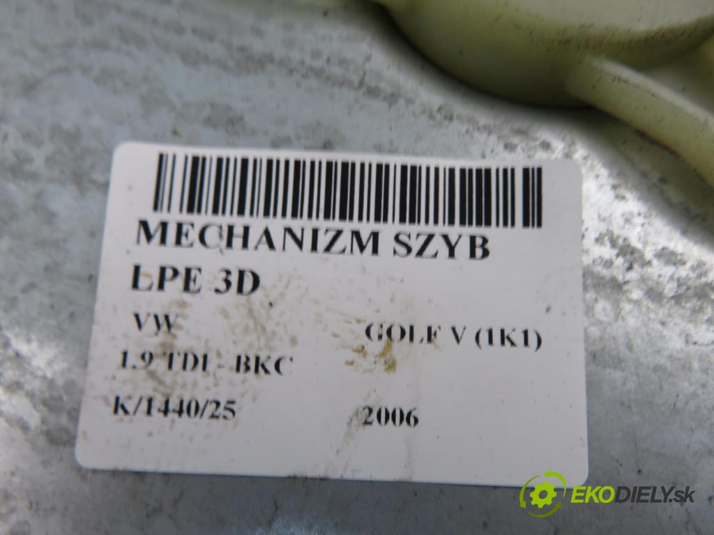 VW GOLF V (1K1) HB 2006 77,00 1.9 TDI PD 105 - BKC 1896,00 mechanismus oken 3D 1K0959793G ; 1K0959701K