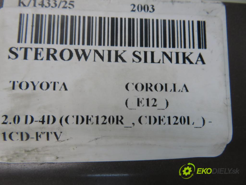 TOYOTA COROLLA (_E12_) HB 2003 85,00 2.0 D-4D 116 (CDE120R_, CDE120L_) - 1CD-FTV 1995,00 řídící jednotka vstřiku 8987120030 ; 1310001041