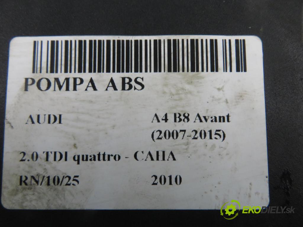 AUDI A4 Avant (8K5, B8) KOMBI 2010 125,00 2.0 TDI quattro - CAHA 1968,00 Pumpa ABS 8K0907379AL ; 0265236194 (Pumpa ABS)