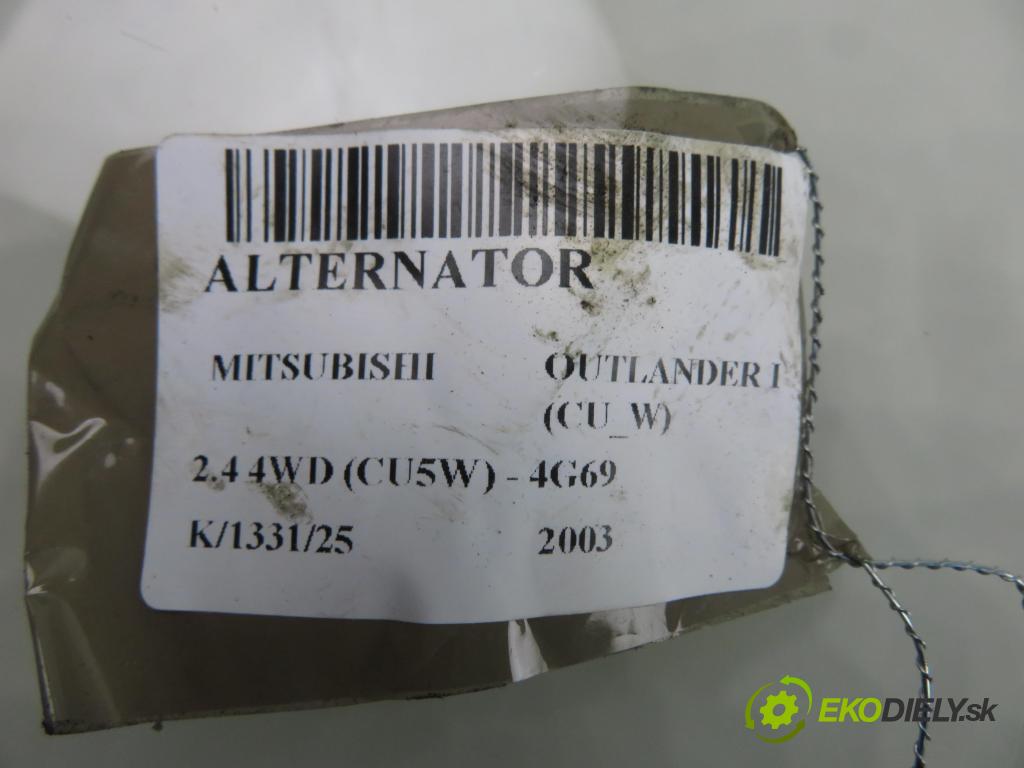 MITSUBISHI OUTLANDER I (CU_W) SUV 2003 118,00 2.4 4WD 160 (CU5W) - 4G69 2378,00 Alternátor MN183450 ; A3TG1192 (Alternátor)