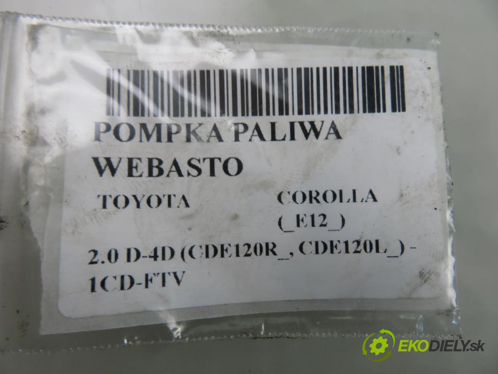 TOYOTA COROLLA (_E12_) HB 2003 85,00 2.0 D-4D 116 (CDE120R_, CDE120L_) - 1CD-FTV 1995,00 pumpa paliva Webasto