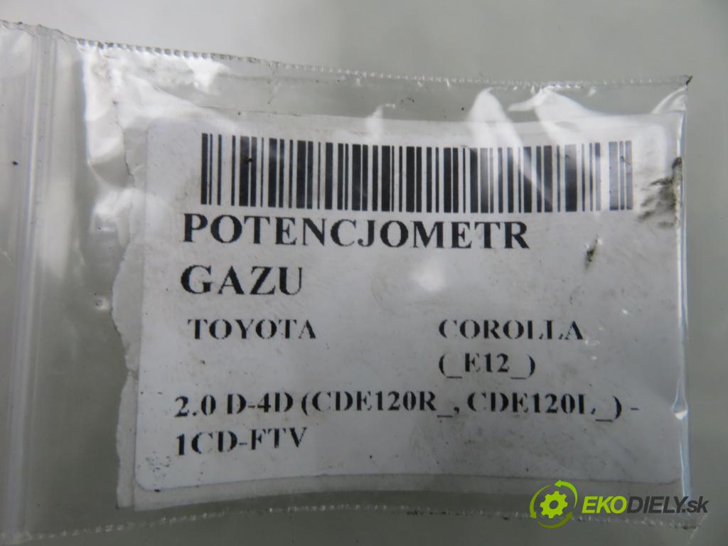 TOYOTA COROLLA (_E12_) HB 2003 85,00 2.0 D-4D 116 (CDE120R_, CDE120L_) - 1CD-FTV 1995,00 Potenciometer plynu 8928147010 (Potenciometer plynového pedálu)