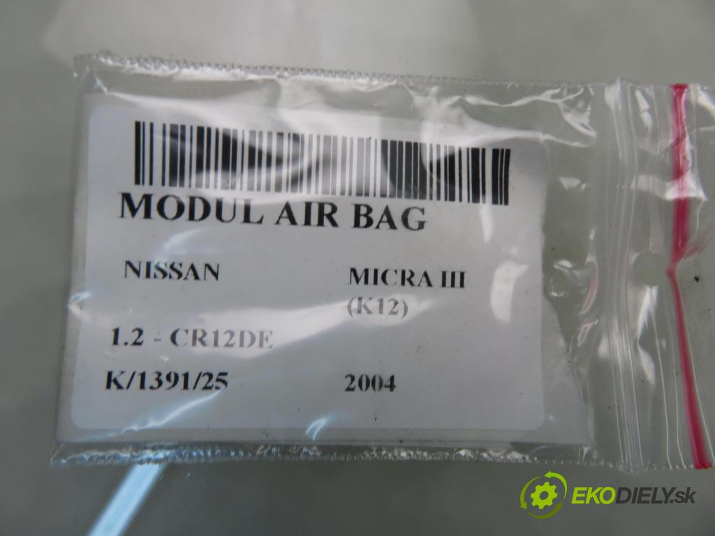 NISSAN MICRA III (K12) HB 2004 48,00 1.2 - CR12DE 1240,00 MODUL air BAG 0285001474