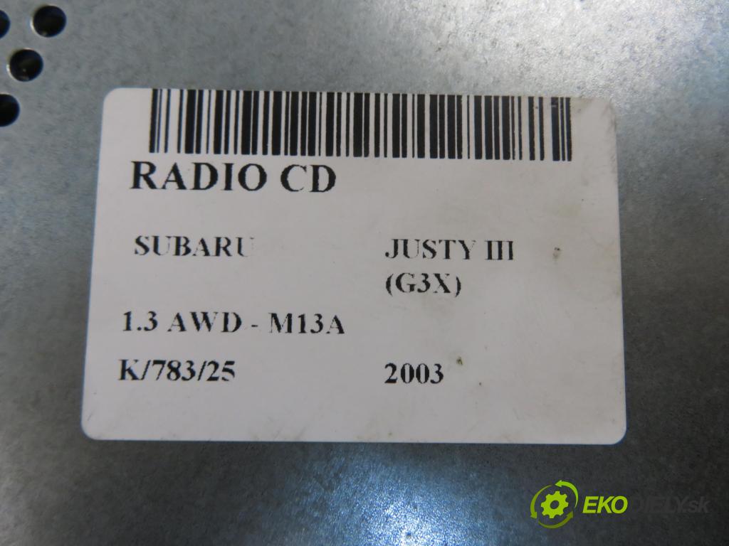 SUBARU JUSTY III (G3X) HB 2003 69,00 1.3 AWD 94 - M13A 1328,00 RADIO CD 3910186G10