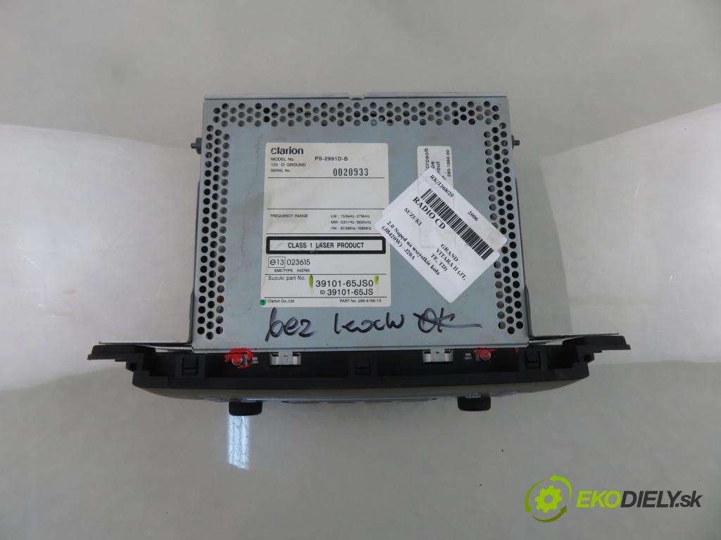 SUZUKI GRAND VITARA II (JT, TE, TD) SUV 2006 103,00 2.0 140 (JB420W) - J20A 1995,00 RADIO CD 3910165JS0