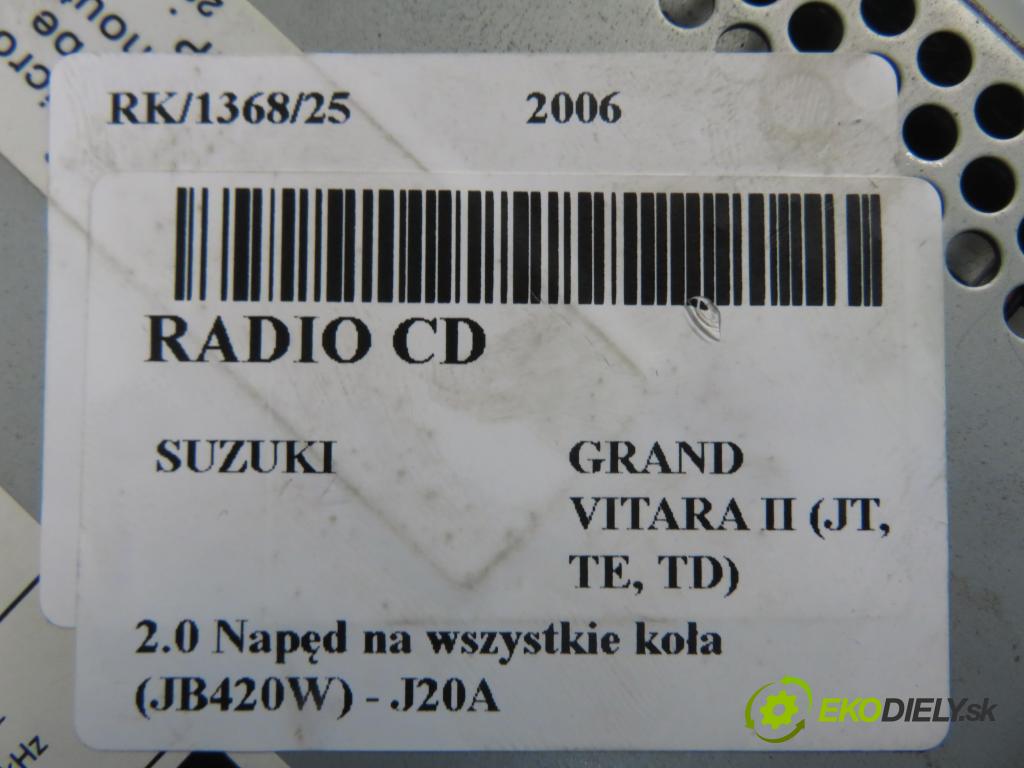 SUZUKI GRAND VITARA II (JT, TE, TD) SUV 2006 103,00 2.0 140 (JB420W) - J20A 1995,00 RADIO CD 3910165JS0