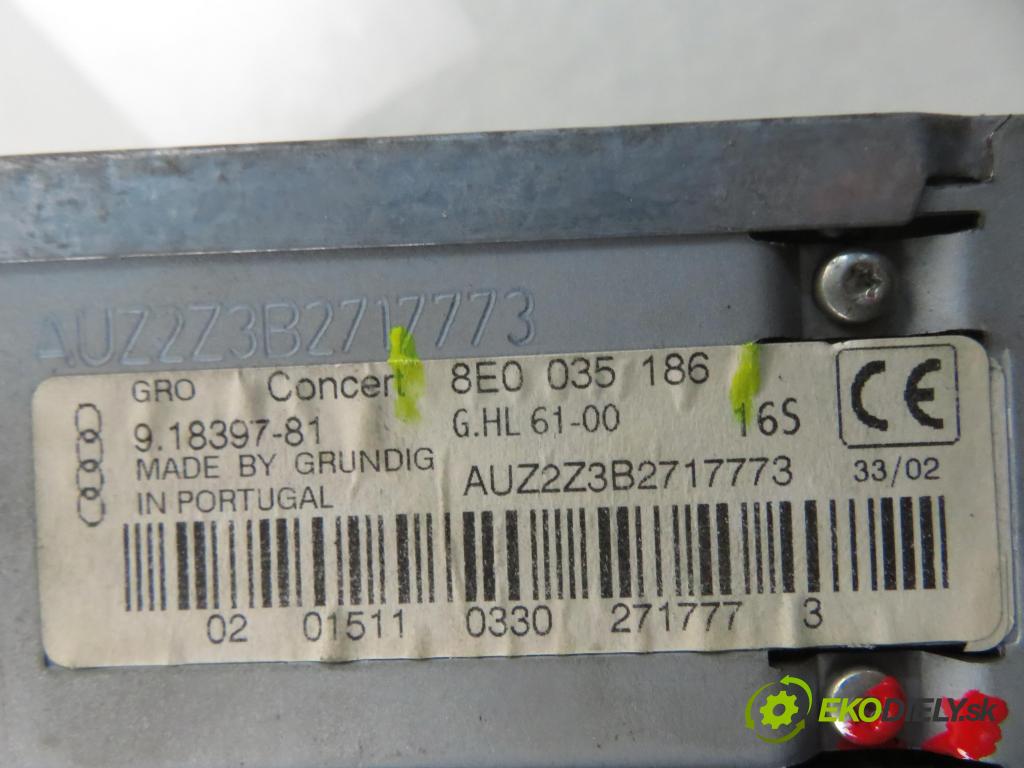 AUDI A4 (8E2, B6) SEDAN 2002 74,00 1.9 TDI PD 101 - AVB 1896,00 RADIO CD 8E0035186