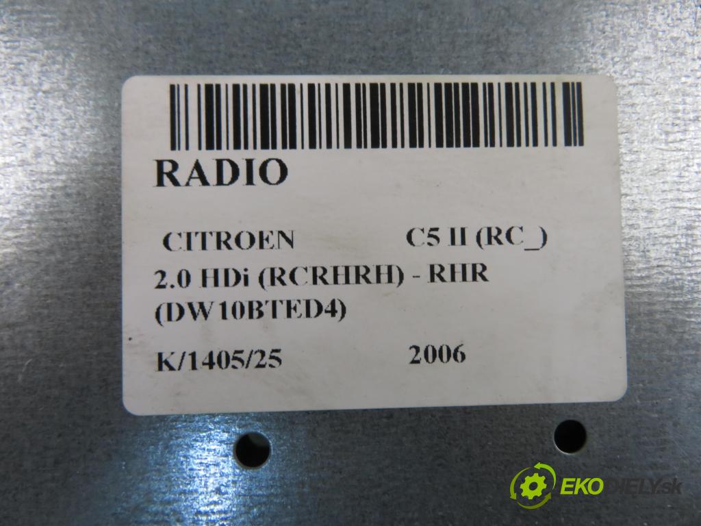 CITROEN C5 II (RC_) LIFTBACK 2006 100,00 2.0 HDi 136 - RHR (DW10BTED4) 1997,00 RADIO CD 7645124393