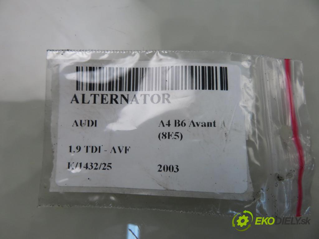 AUDI A4 Avant (8E5, B6) KOMBI 2003 96,00 1.9 TDI PD 130 - AVF 1896,00 Alternátor 03F903023F ; TG14C015 (Alternátor)