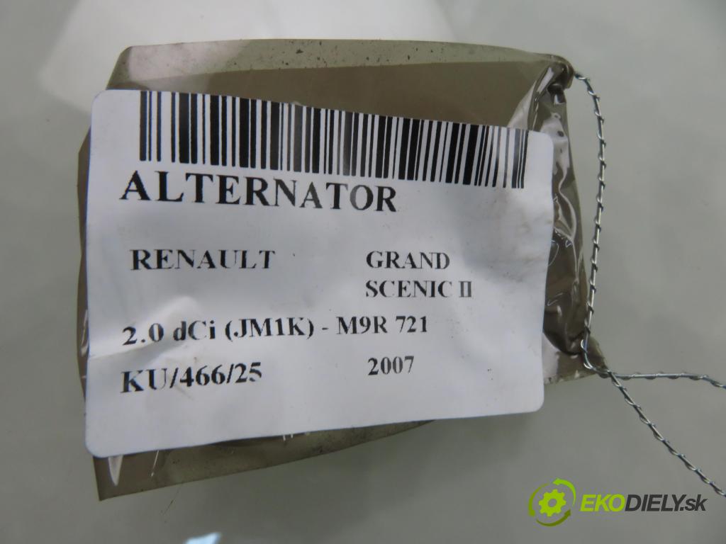 RENAULT GRAND SCENIC II (JM0/1_) MINIVAN 2007 110,00 2.0 dCi (JM1K) - M9R 721 1995,00 Alternátor 8200525891 (Alternátor)