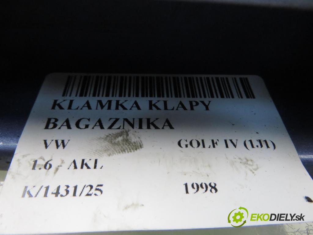 VW GOLF IV (1J1) HB 1998 74,00 1.6 - AKL 1595,00 Kľučka dverí kufor 1J6827565A