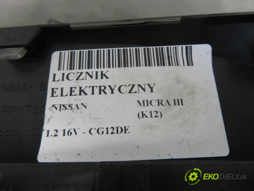NISSAN MICRA III (K12) HB 2005 59,00 1.2 16V 80 - CG12DE 1240,00 prístrojovka elektrický AX860