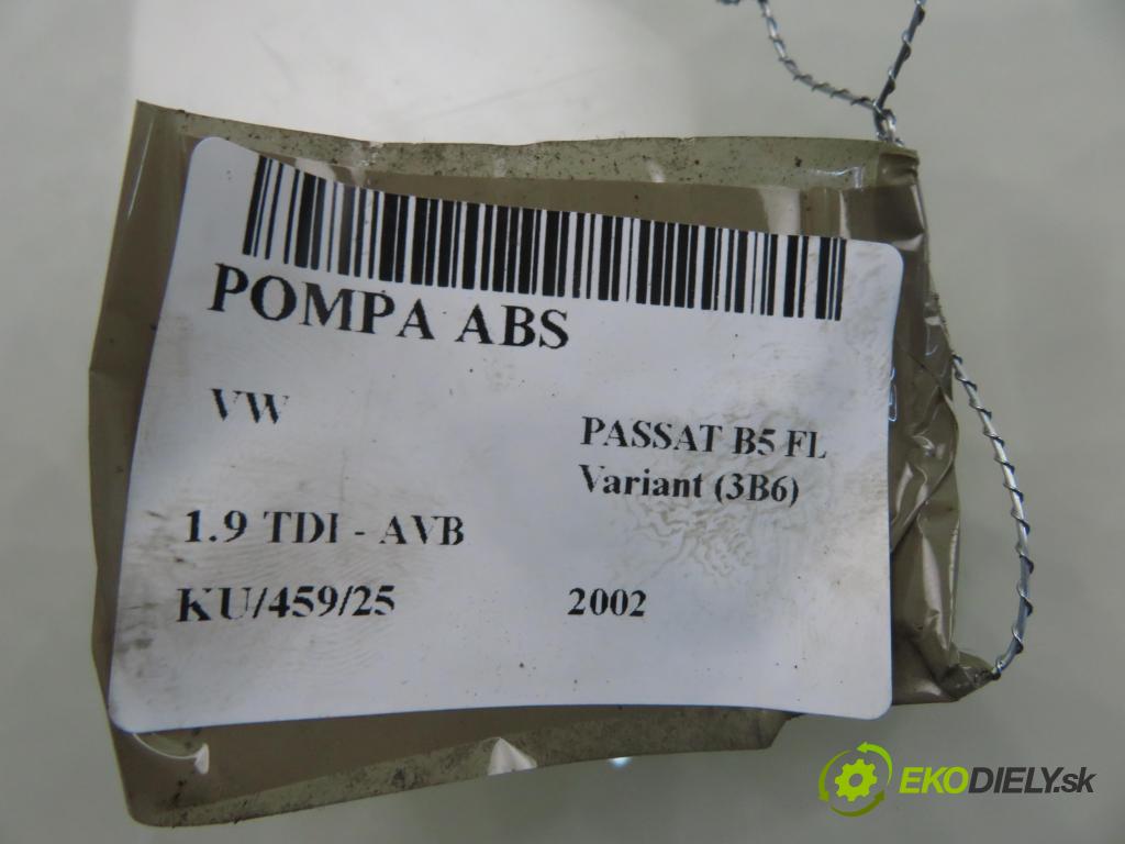 VW PASSAT B5.5 Variant (3B6) KOMBI 2002 74,00 1.9 TDI PD 101 - AVB 1896,00 Pumpa ABS 0265950055 ; 0265225124 (Pumpa ABS)