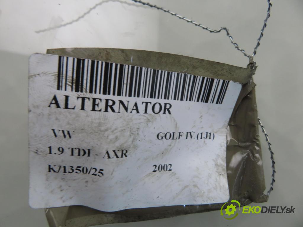 VW GOLF IV (1J1) HB 2002 74,00 1.9 TDI PD 101 - AXR 1896,00 Alternátor 0123505011 ; 028903025S (Alternátor)