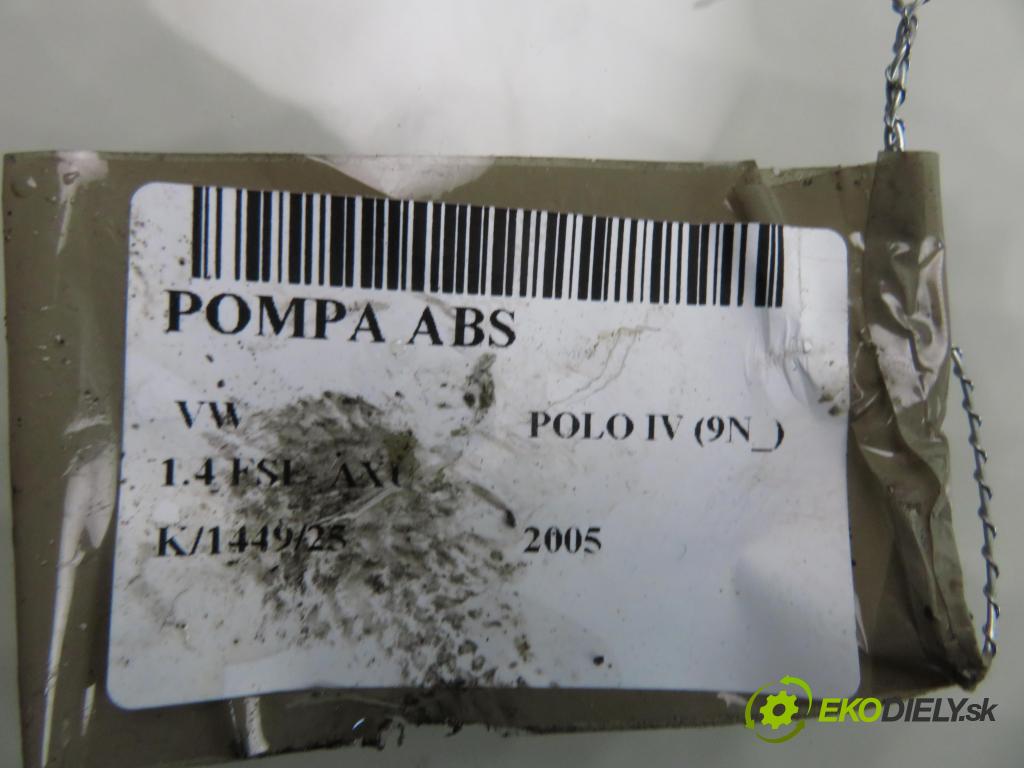 VW POLO (9N_) HB 2005 63,00 1.4 FSI - AXU 1390,00 Pumpa ABS 6Q0907379L ; 10096003323 (Pumpa ABS)