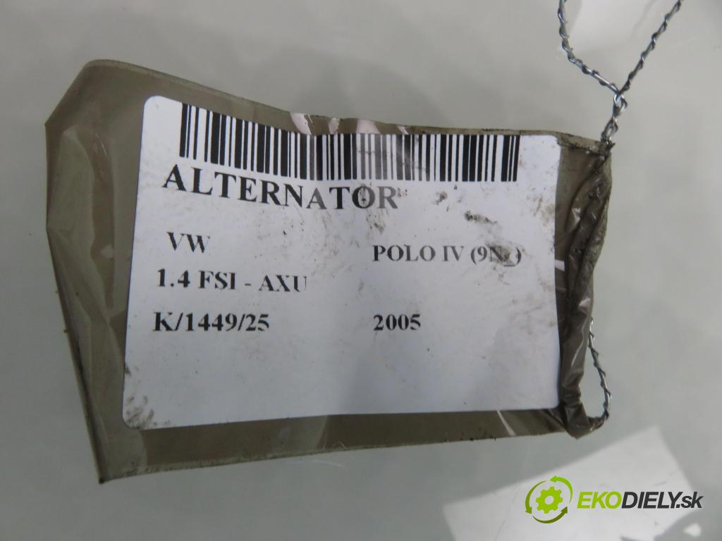 VW POLO (9N_) HB 2005 63,00 1.4 FSI - AXU 1390,00 Alternátor 03C903023 ; 0124325044 (Alternátor)