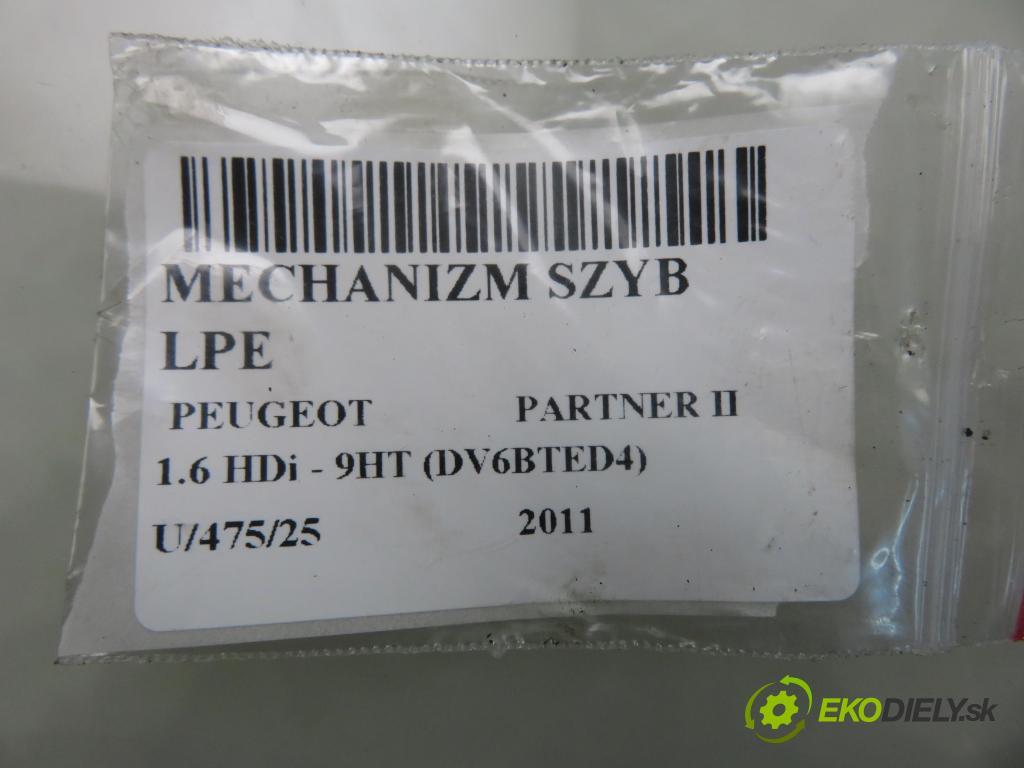 PEUGEOT PARTNER Skrzynia FURGON 2011 55,00 1.6 HDi - 9HT (DV6BTED4) 1560,00 mechanismus oken 402103K ; 9672946680