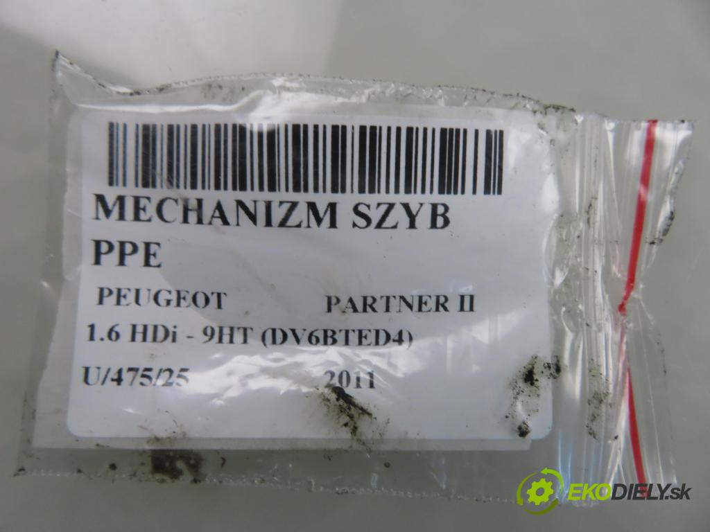 PEUGEOT PARTNER Skrzynia FURGON 2011 55,00 1.6 HDi - 9HT (DV6BTED4) 1560,00 Mechanizmus okien 402104B ; 9680557880