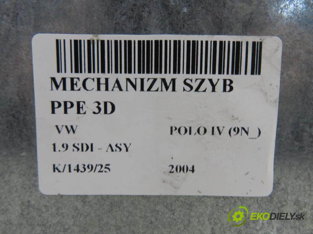 VW POLO (9N_) HB 2004 47,00 1.9 SDI - ASY 1896,00 mechanismus oken PPE 3D 6Q2959801A