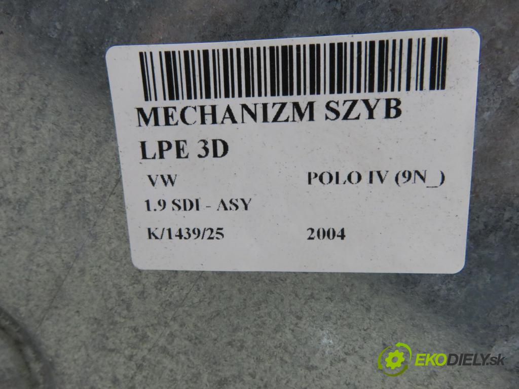 VW POLO (9N_) HB 2004 47,00 1.9 SDI - ASY 1896,00 mechanismus oken 3D 6Q2959802A
