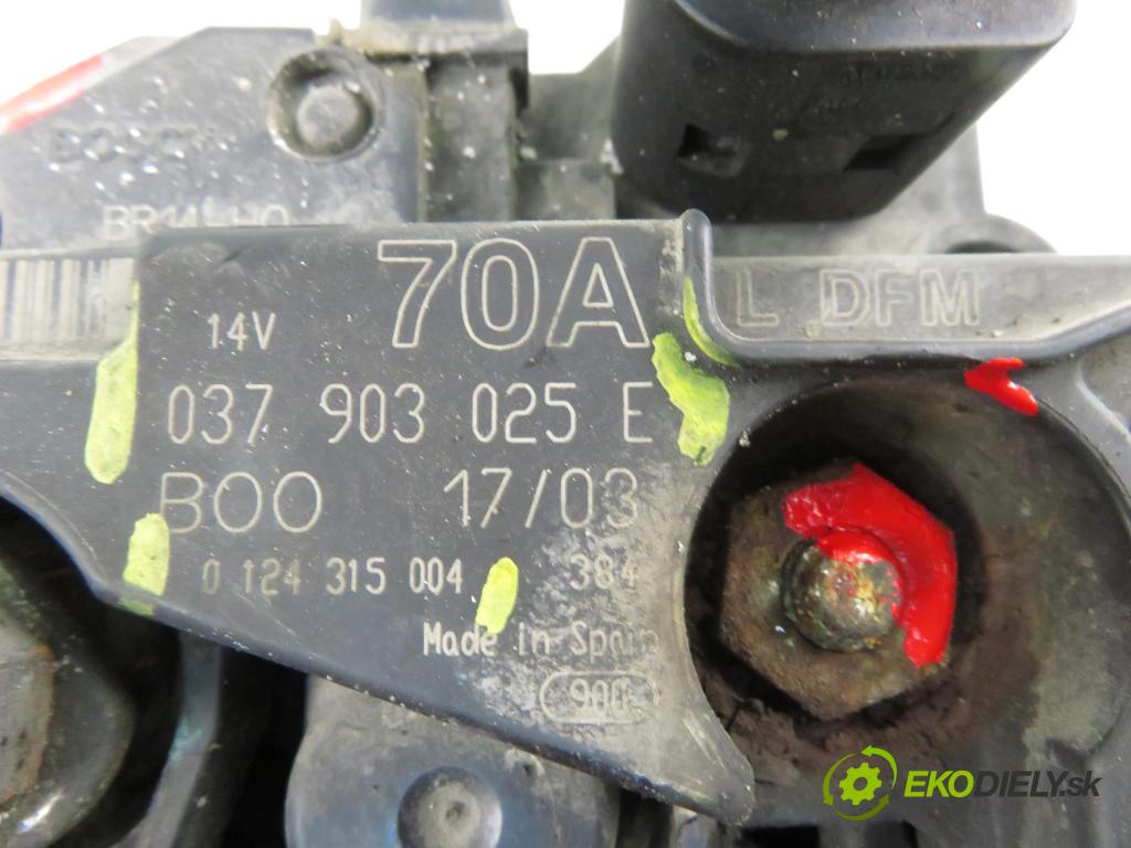 VW POLO (9N_) HB 2002 47,00 1.2 12V 64 - AZQ 1198,00 Alternátor 037903025E ; 0124315004 (Alternátor)