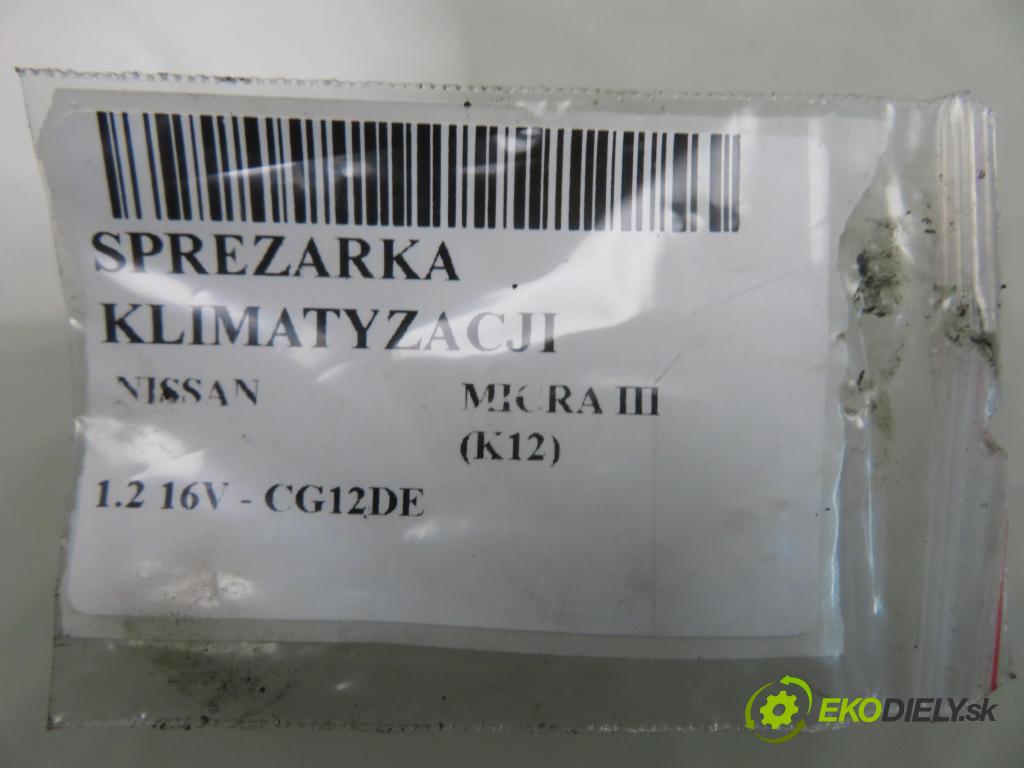 NISSAN MICRA III (K12) HB 2005 59,00 1.2 16V 80 - CG12DE 1240,00 KOMPRESOR: klimatizácie 92600AX800 (Kompresor klimatizácie)