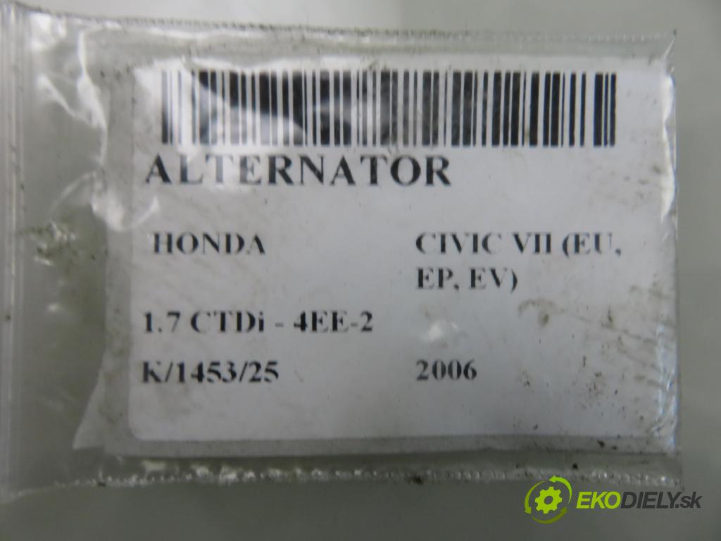 HONDA CIVIC VII Hatchback (EU, EP, EV) HB 2006 74,00 1.7 CTDi 101 - 4EE-2 (Isuzu) 1686,00 Alternátor (Alternátor)