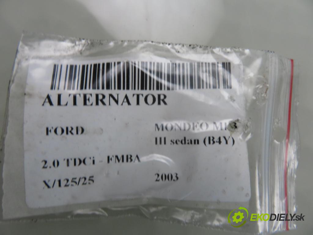 FORD MONDEO III sedan (B4Y) SEDAN 2003 96,00 2.0 TDCi - FMBA 1998,00 Alternátor (Alternátor)