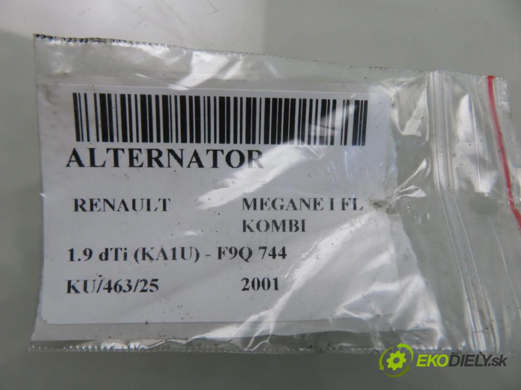 RENAULT MEGANE I Grandtour (KA0/1_) KOMBI 2001 59,00 1.9 dTi (KA1U) - F9Q 744 1870,00 Alternátor 8200054588 ; SG10B019 (Alternátor)