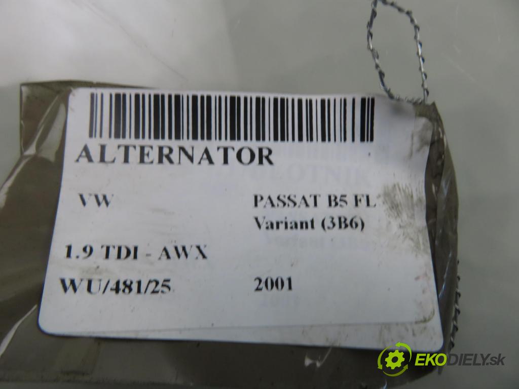 VW PASSAT B5.5 Variant (3B6) KOMBI 2001 96,00 1.9 TDI - AWX 1896,00 Alternátor 028903031 ; 0124515083 (Alternátor)