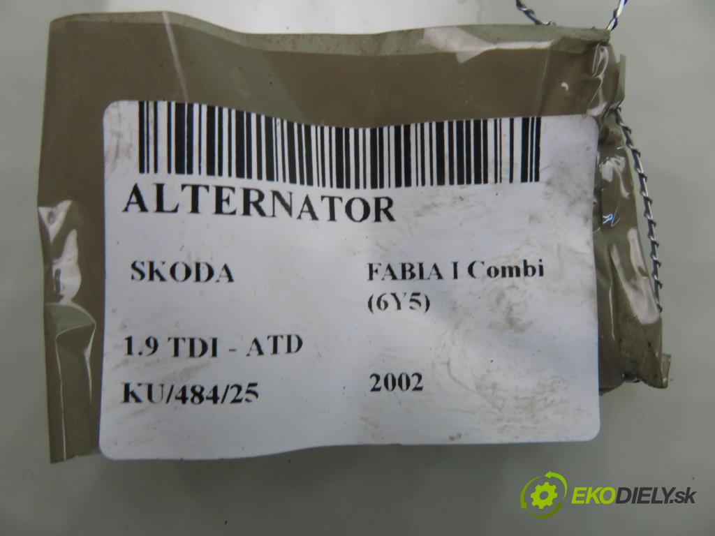 SKODA FABIA I Combi (6Y5) KOMBI 2002 74,00 1.9 TDI - ATD 1896,00 Alternátor (Alternátor)