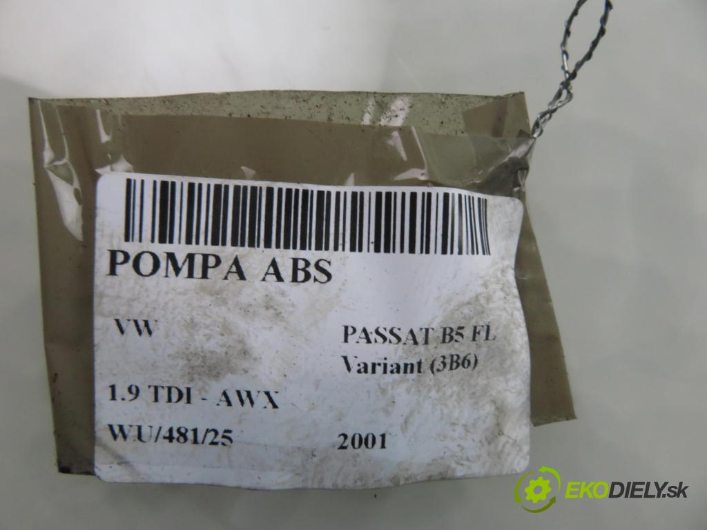 VW PASSAT B5.5 Variant (3B6) KOMBI 2001 96,00 1.9 TDI - AWX 1896,00 Pumpa ABS 0273004573 ; 0265220621 (Pumpa ABS)