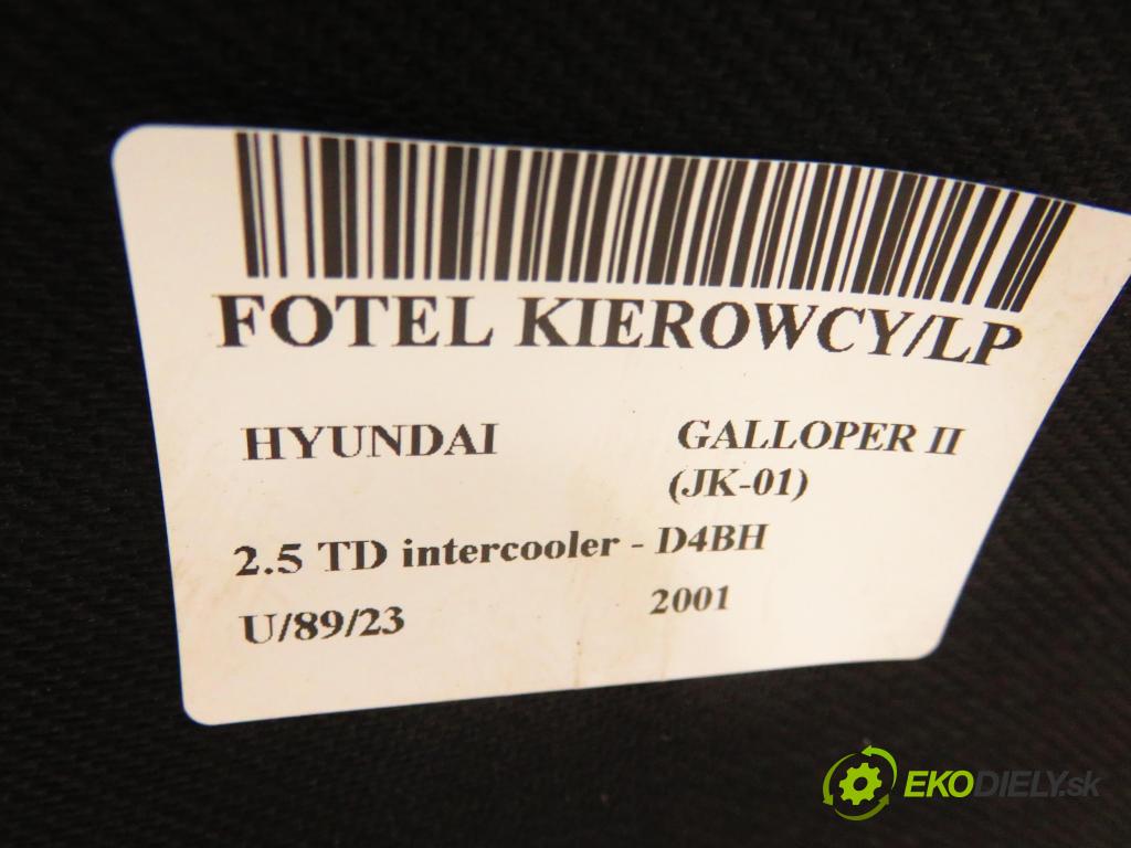 HYUNDAI GALLOPER II (JK-01) TERENOWY 2001 73,00 2.5 TD intercooler - D4BH 2476,00 sedadlo ŘIDIČE / LP