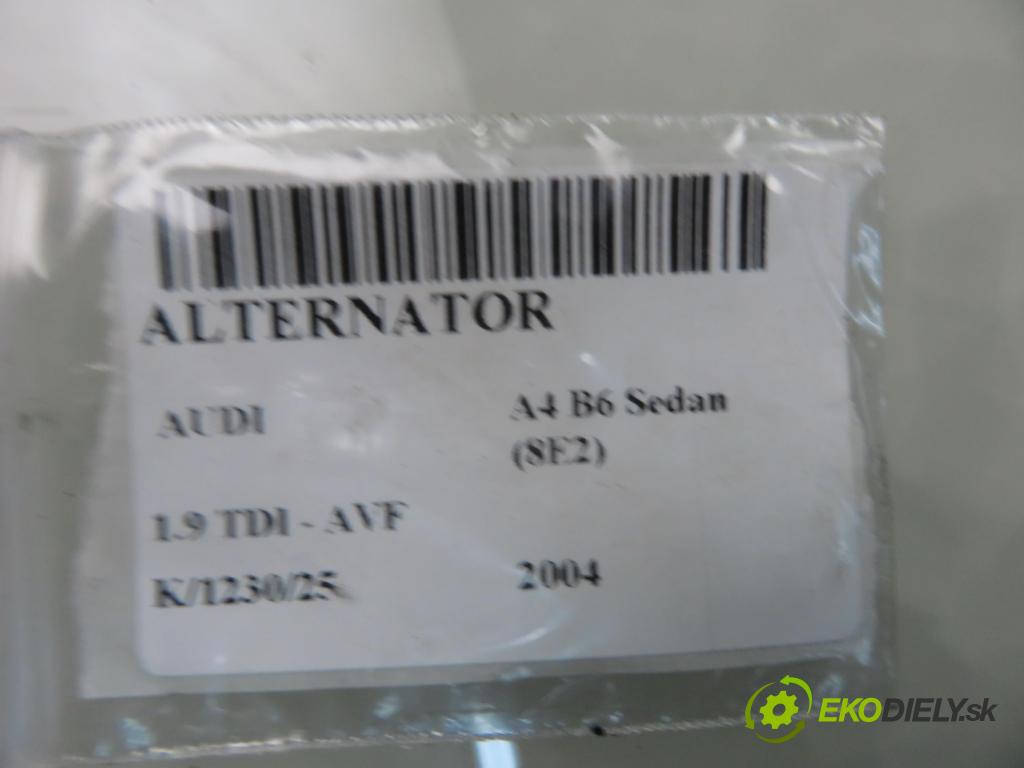AUDI A4 (8E2, B6) SEDAN 2004 96,00 1.9 TDI PD 130 1896,00 Alternátor 06F903023H (Alternátor)