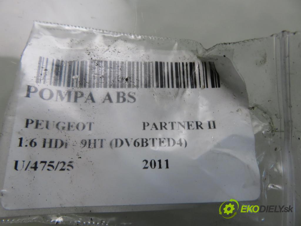 PEUGEOT PARTNER Skrzynia FURGON 2011 55,00 1.6 HDi - 9HT (DV6BTED4) 1560,00 Pumpa ABS 0265800968 ; 0265232519 ; 9660107180 (Pumpa ABS)