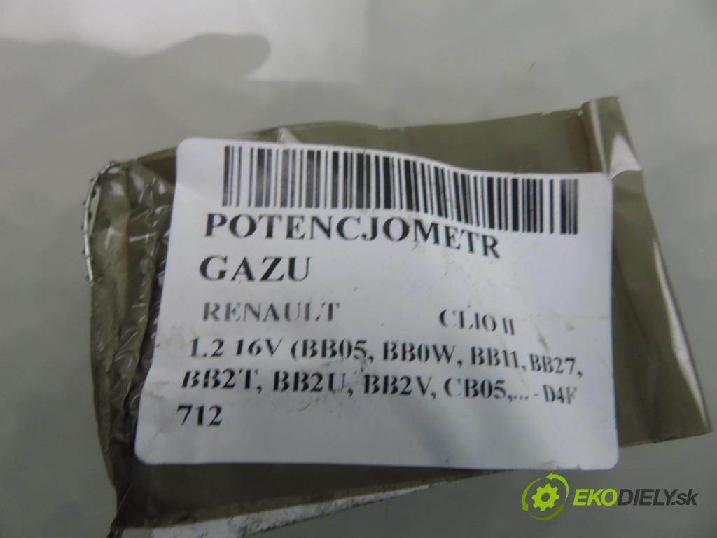 RENAULT CLIO II (BB_, CB_) HB 2003 55,00 1.2 16V 75 - D4F 712 1149,00 Potenciometer plynu 8200089851 ; 6PV00811924 (Potenciometer plynového pedálu)