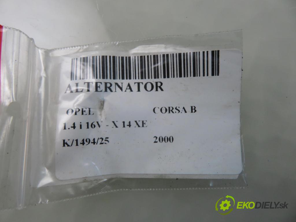 OPEL CORSA B (S93) HB 2000 66,00 1.4 i 16V - X 14 XE 1389,00 Alternátor 90534472 ; 0123100003 ; 90534472UE (Alternátor)