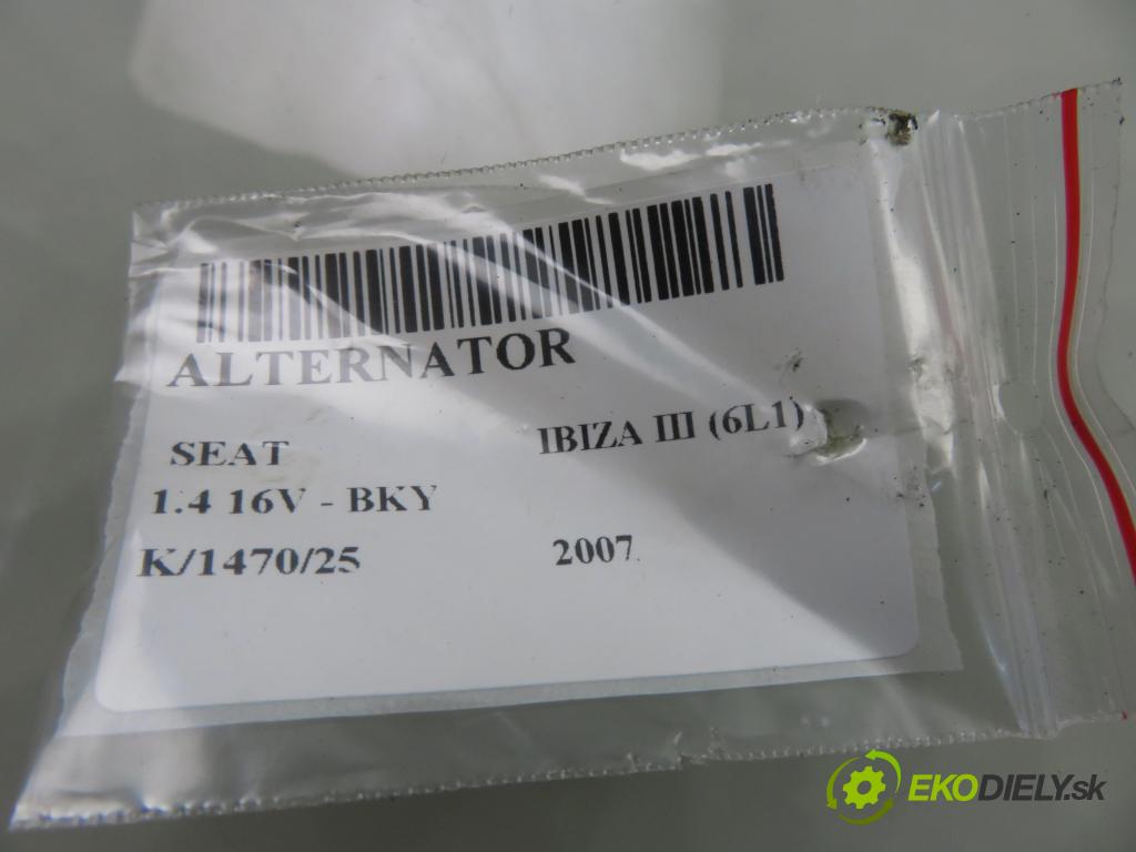 SEAT IBIZA III (6L1) HB 2007 55,00 1.4 16V - BKY 1390,00 Alternátor 037903025M ; 0124325013 (Alternátor)