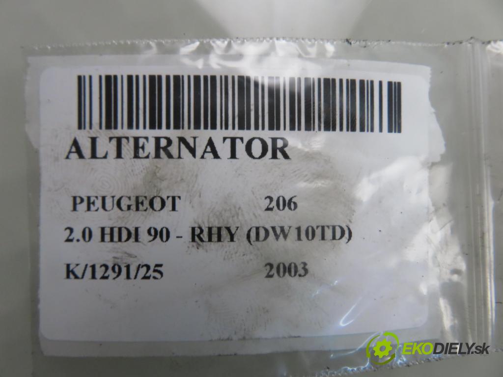 PEUGEOT 206 liftback (2A/C) HB 2003 66,00 2.0 HDI 90 - RHY 1997,00 Alternátor  (Alternátor)