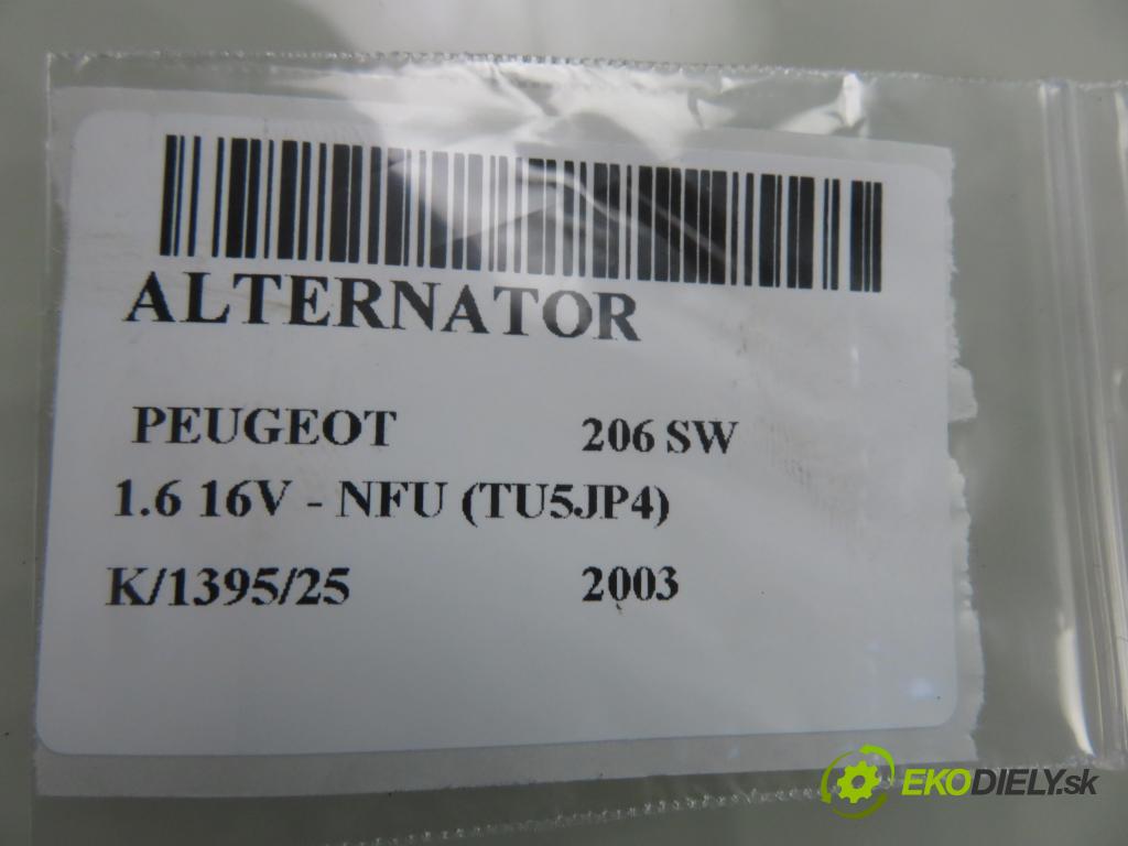 PEUGEOT 206 SW (2E/K) KOMBI 2003 80,00 1.6 16V 109 - NFU (TU5JP4) 1587,00 Alternátor 9654343080 ; MS1022118570 (Alternátor)