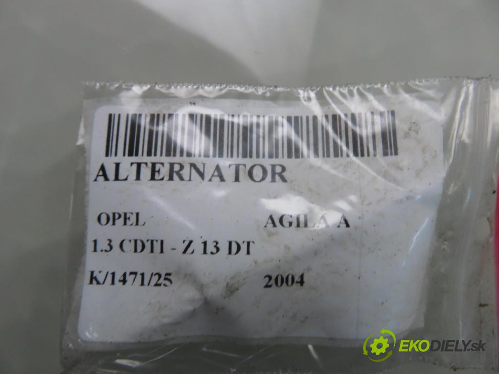 OPEL AGILA (A) (H00) HB 2004 51,00 1.3 CDTI - Z 13 DT 1248,00 Alternátor (Alternátor)