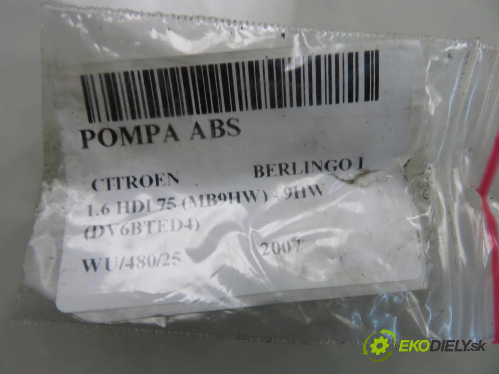 CITROEN BERLINGO FIRST Skrzynia (M_) FURGON 2007 55,00 1.6 HDI 75 (MB9HW) - 9HW (DV6BTED4) 1560,00 Pumpa ABS 0265800738 ; 9665196580 ; 0265232146 (Pumpa ABS)