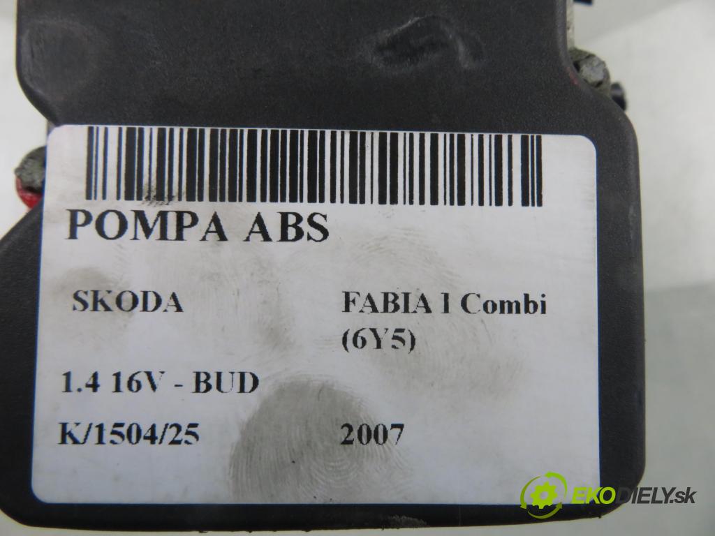 SKODA FABIA I Combi (6Y5) KOMBI 2007 59,00 1.4 16V - BUD 1390,00 Pumpa ABS 0265800511 ; 6Q0907379AF (Pumpa ABS)